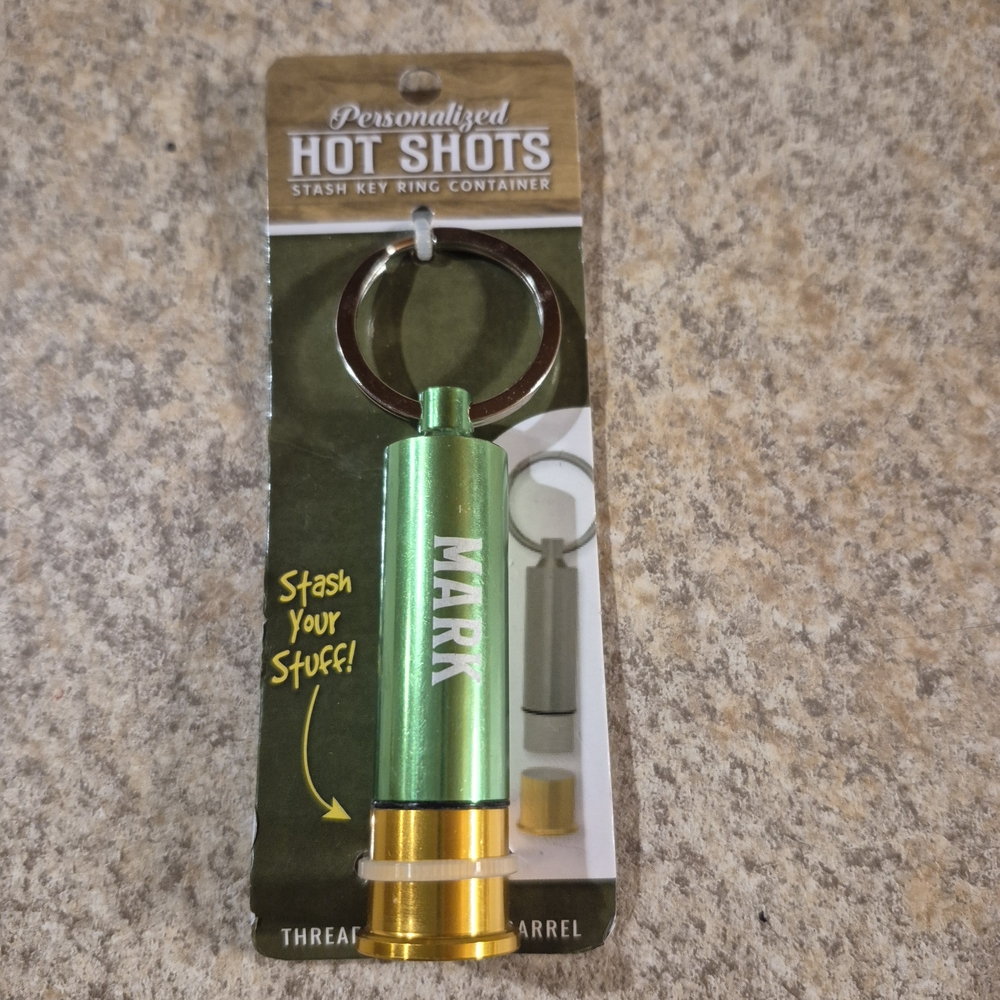 Green and Gold Stash Key Ring Container